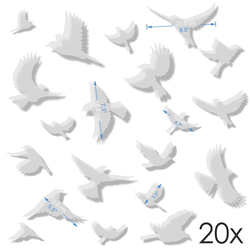 imaggge.com Anti-Collision Stickers to Prevent Bird Strikes on Window Glass - Set of 20 Silhouettes - Color: Translucent/Dusted - Window Clings Decals - Birds Prevention Deflectors Reflectors - Image 2